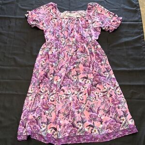 BloomChic Pink and Purple Floral Midi Dress